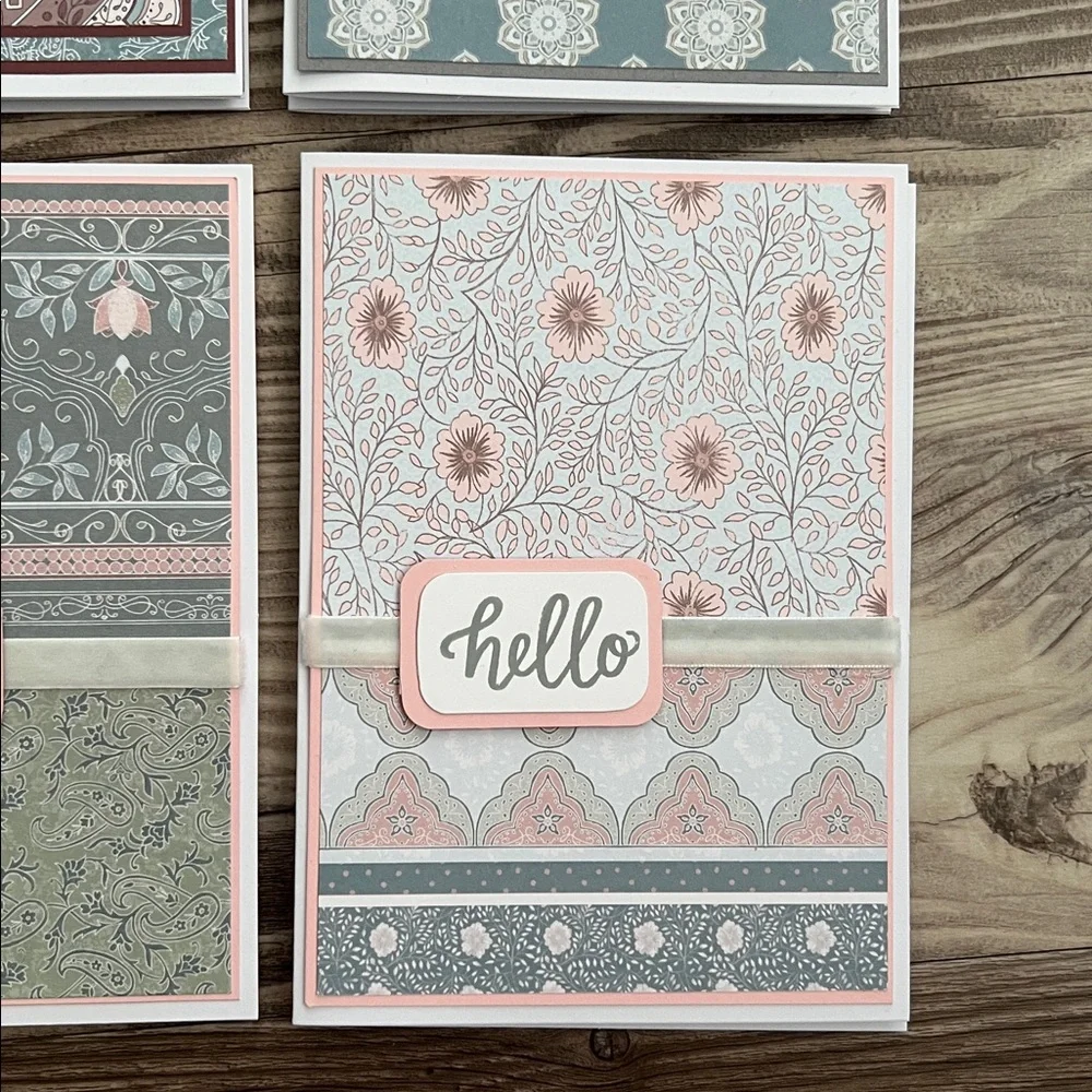 Handmade Greeting Cards Lot of 18 “Hello” With Envelopes Bohemian Floral